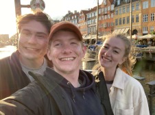 Selfie near docked boats