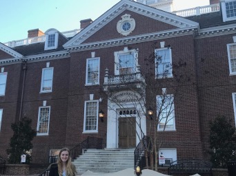 Girl in front of legislative hall